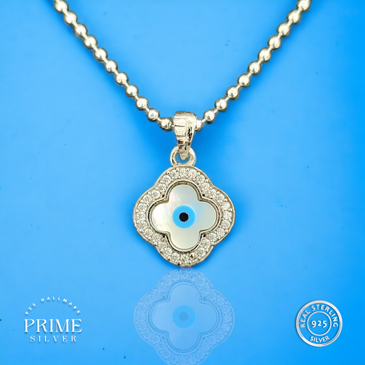 Evil Eye Protection pendant with Square Snake Chain - 925 Silver