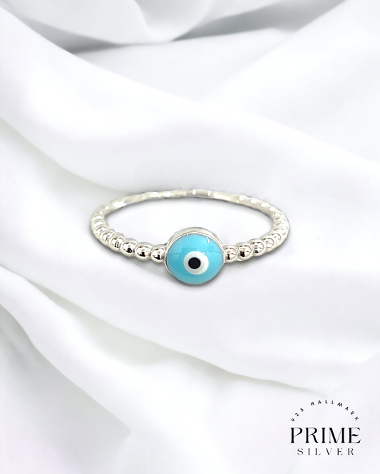 Silver Evil Eye Sleek Ring - 925 Silver