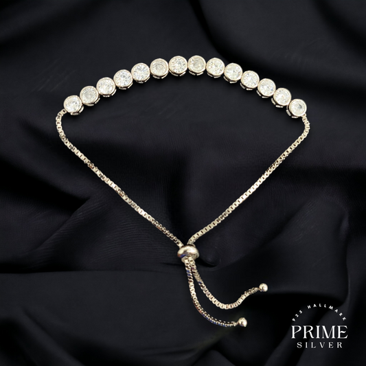 Silver Bubble Studded Adjustable Bracelet - 925 Silver
