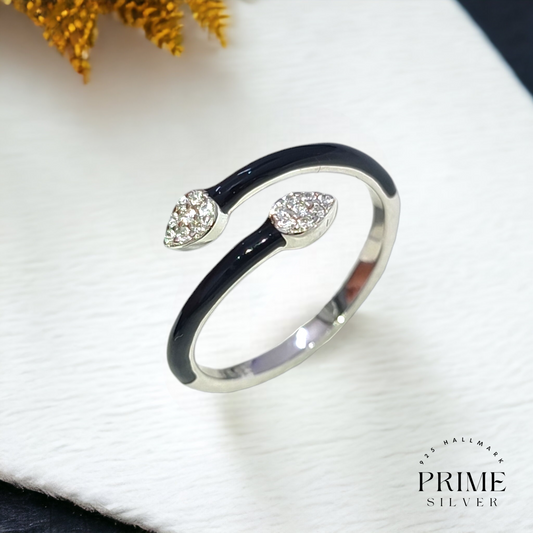 Silver Dark Shine Adjustable Ring - 925 Silver