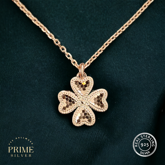 Rose Gold Flower Pendant With Chain - 925 Silver Necklaces